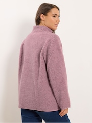 Yours Curve Pink Borg Nylon Pocket Fleece - Image 3 of 5