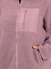 Yours Curve Pink Borg Nylon Pocket Fleece - Image 4 of 5