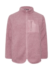 Yours Curve Pink Borg Nylon Pocket Fleece - Image 5 of 5
