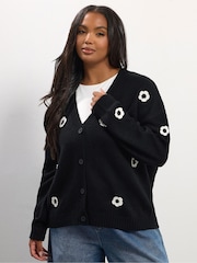 Yours Curve Flower Detail Cardigan - Imagem 1 de 5