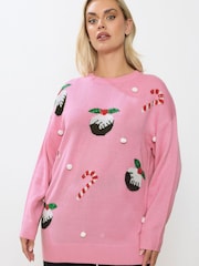 Yours Curve Candy Cane Novelty Jumper - صورة 1 من 6