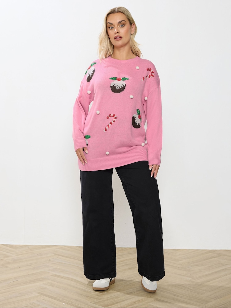 Yours Curve Candy Cane Novelty Jumper - صورة 2 من 6