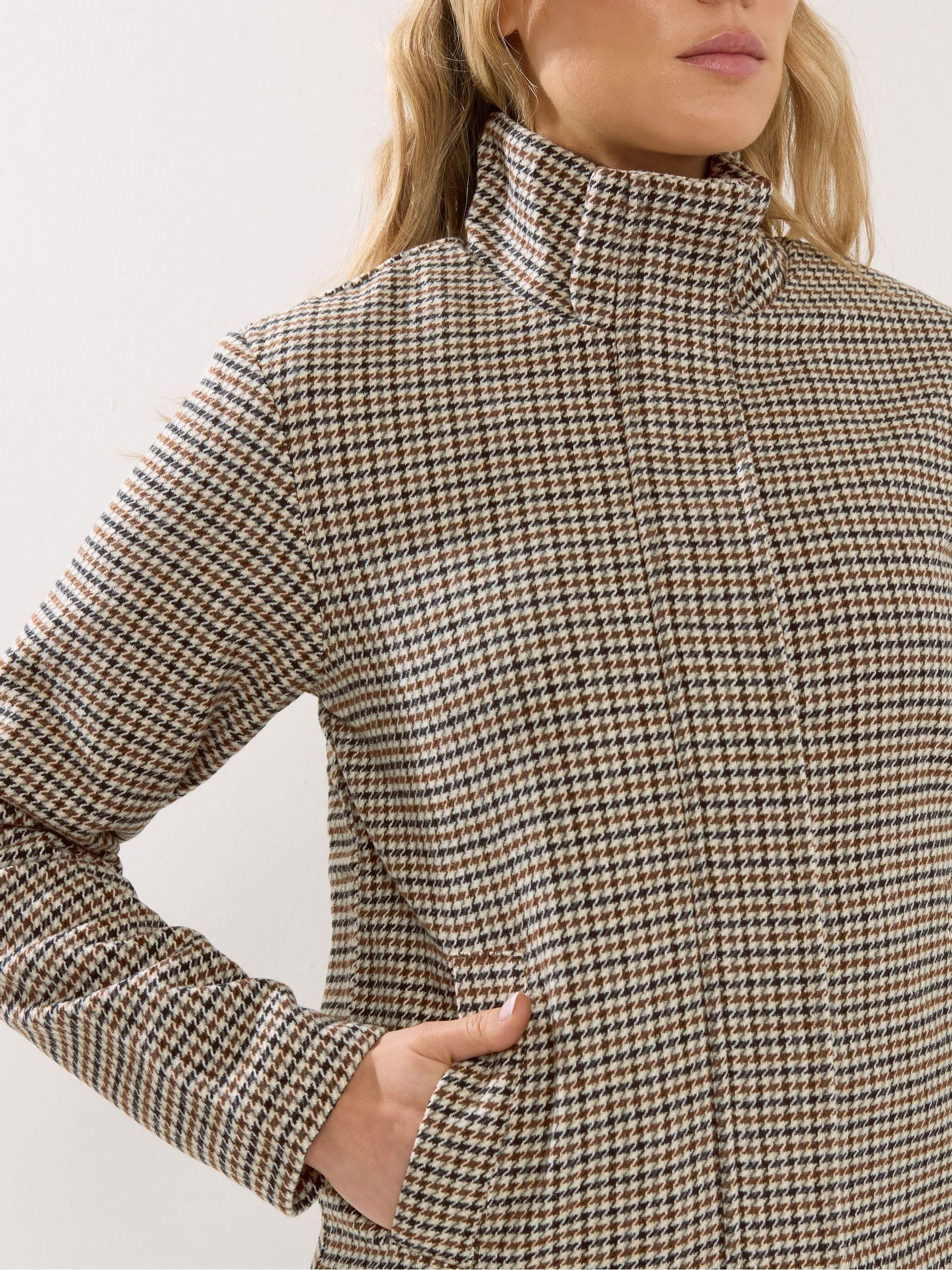 Buy Long Tall Sally Brown Check Funnel Neck Jacket from Next USA