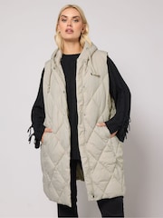 Yours Curve White Diamond Midi Gilet - Image 1 of 5