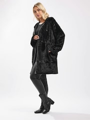 Yours Curve Black Faux Fur Tunic - Image 2 of 5
