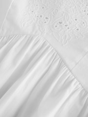 Laura Ashley White Broderie Cotton Midi Dress - Image 8 of 8