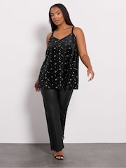 Yours Curve Black Coated Wide Leg Trousers - Image 3 of 6