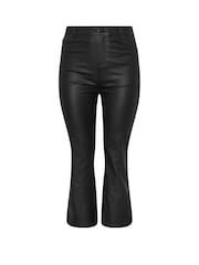 Yours Curve Black Coated Wide Leg Trousers - Image 6 of 6