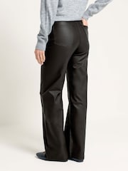 Long Tall Sally Black Faux Leather Wide Leg Trousers - Image 5 of 5
