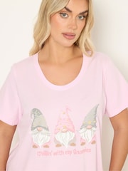 Yours Curve Pink Gonk Dipped Back Nightdress - Image 4 of 6