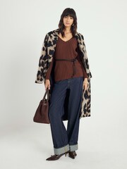 River Island Brown Belted Ribbed Jumper - Image 3 of 4