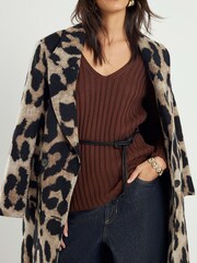 River Island Brown Belted Ribbed Jumper - Image 4 of 4