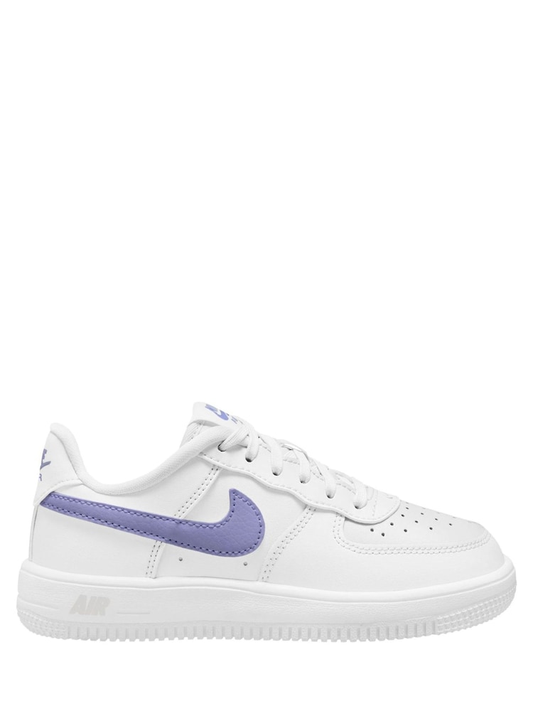 Nike White Purple Junior Air Force 1 Trainers - Image 1 of 4 Nike White Purple Junior Air Force 1 Trainers - Image 1 of 4