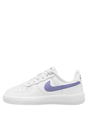 Nike White Purple Junior Air Force 1 Trainers - Image 2 of 4