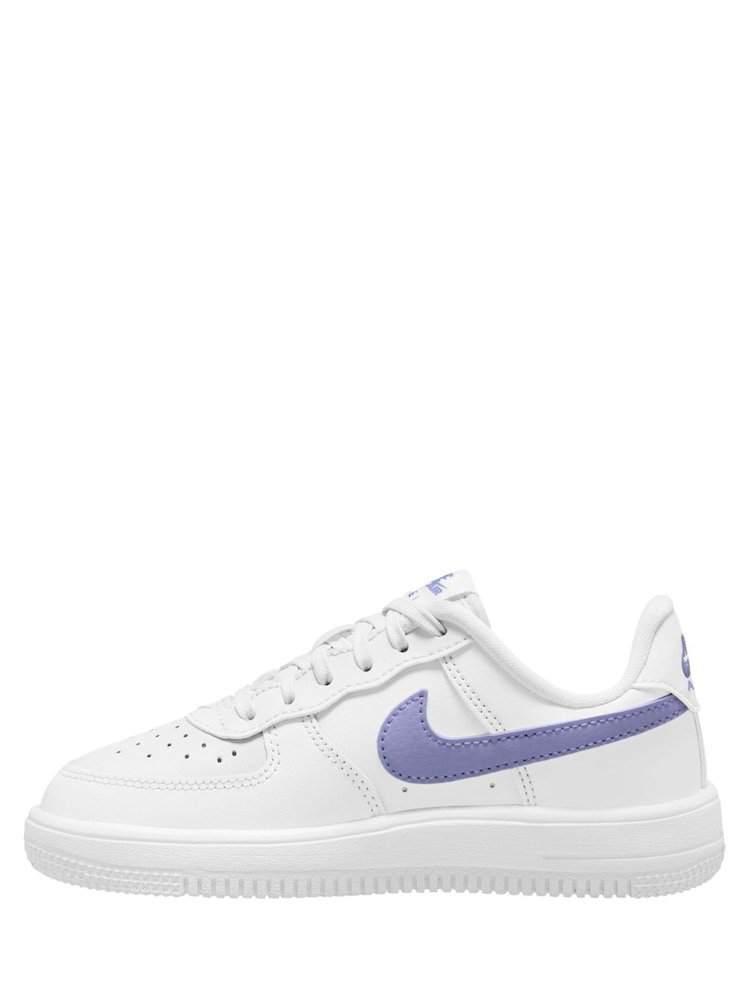 Nike White Purple Junior Air Force 1 Trainers - Image 2 of 4 Nike White Purple Junior Air Force 1 Trainers - Image 2 of 4