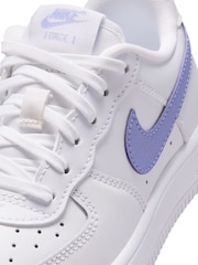 Nike White Purple Junior Air Force 1 Trainers - Image 6 of 8