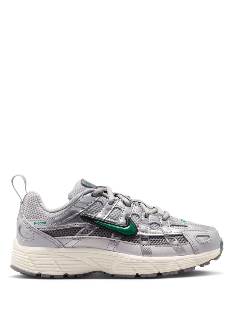 Nike Silver Green Junior P-6000 Trainers - Image 1 of 8
