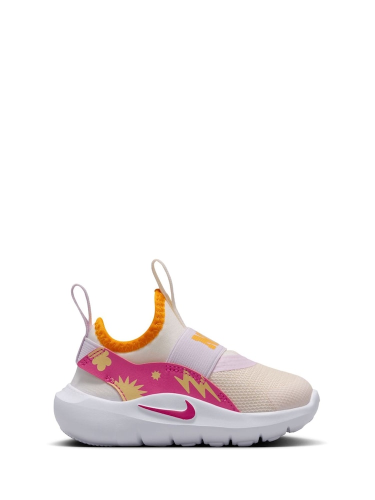 Nike White/Pink Orange Infant Flex Runner 4 Trainers - Image 1 of 9
