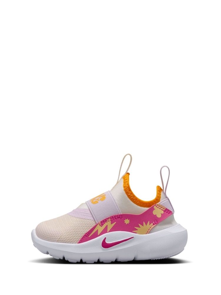 Nike White/Pink Orange Infant Flex Runner 4 Trainers - Image 2 of 9