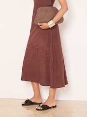 Lipsy Chocolate Brown Faux Suede Hardware Trim Cross Strap Summer Slip-On Sandals - Image 3 of 5