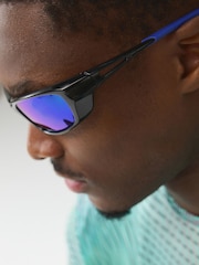 Black/Blue Mirror Sport Wrap Polarised Sunglasses - Image 2 of 5