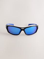 Black/Blue Mirror Sport Wrap Polarised Sunglasses - Image 4 of 5