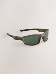 Olive Green Sport Wrap Polarised Sunglasses - Image 1 of 3