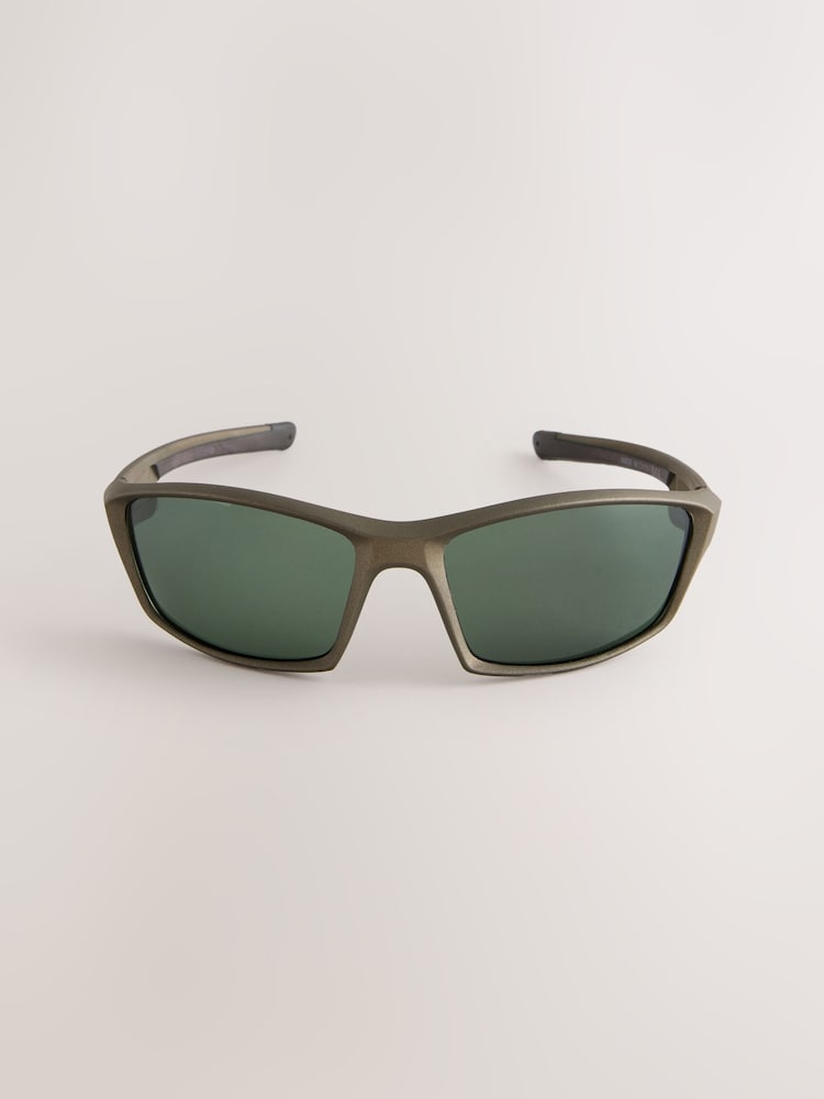 Olive Green Sport Wrap Polarised Sunglasses - Image 2 of 3