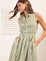 Friends Like These Striped Collared Shirt Midi Dress - תמונה 2 מתוך 4