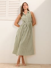 Friends Like These Striped Collared Shirt Midi Dress - תמונה 4 מתוך 4