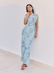 Hellblau - Friends Like These Textured Draped One Shoulder Midi Dress - Bild 5 von 5