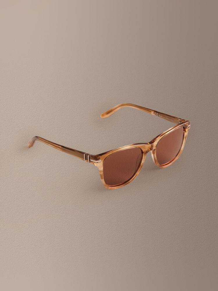 Honey Brown Horn Signature Preppy Acetate Frame Polarised Sunglasses - Image 1 of 6