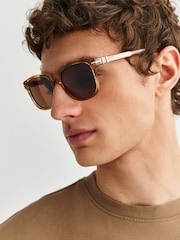 Honey Brown Horn Signature Preppy Acetate Frame Polarised Sunglasses - Image 3 of 6