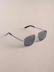 Silver Signature Navigator Stainless Steel Polarised Sunglasses - Image 1 of 7