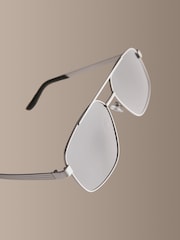 Silver Signature Navigator Stainless Steel Polarised Sunglasses - Image 6 of 7