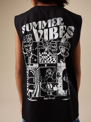 Black Back Print Tank Vest (3-16yrs) - Image 1 of 8