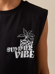 Black Back Print Tank Vest (3-16yrs) - Image 4 of 8