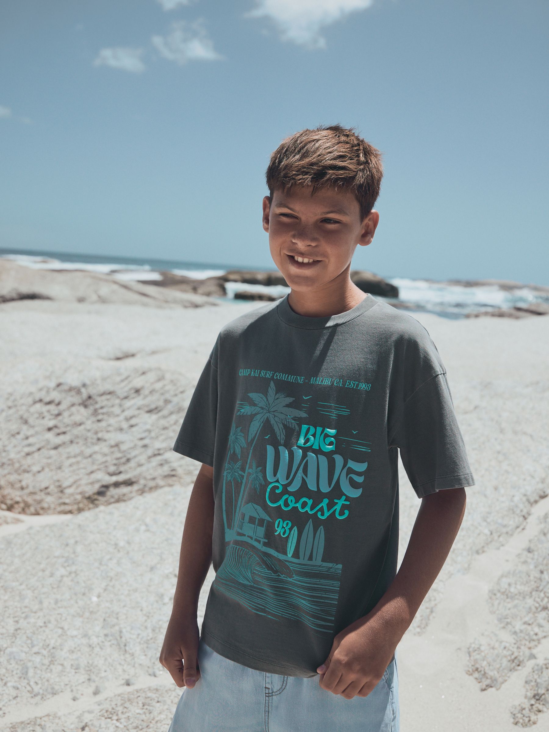 Buy Charcoal Grey Washed Graphic T-Shirt (3-16yrs) from the Next