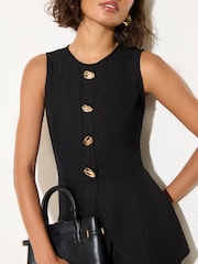 Friends Like These Black Petite Button Detail Peplum Waistcoat Jumpsuit - Image 2 of 4