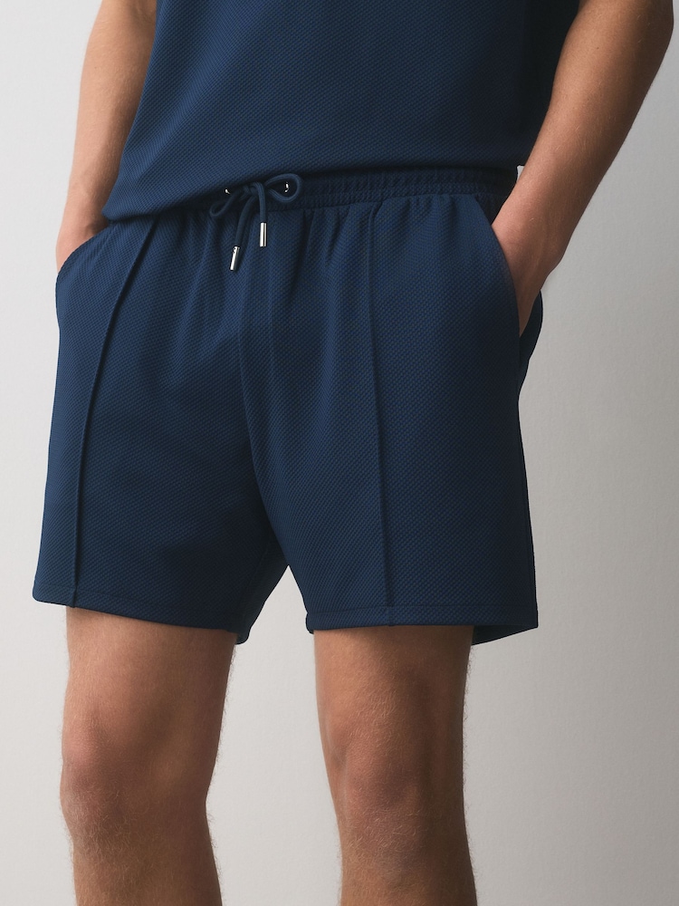 Navy Jersey Textured Short Shorts - Image 1 of 9