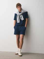 Navy Jersey Textured Short Shorts - Image 3 of 9