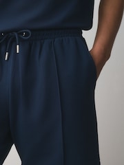 Navy Jersey Textured Short Shorts - Image 4 of 9