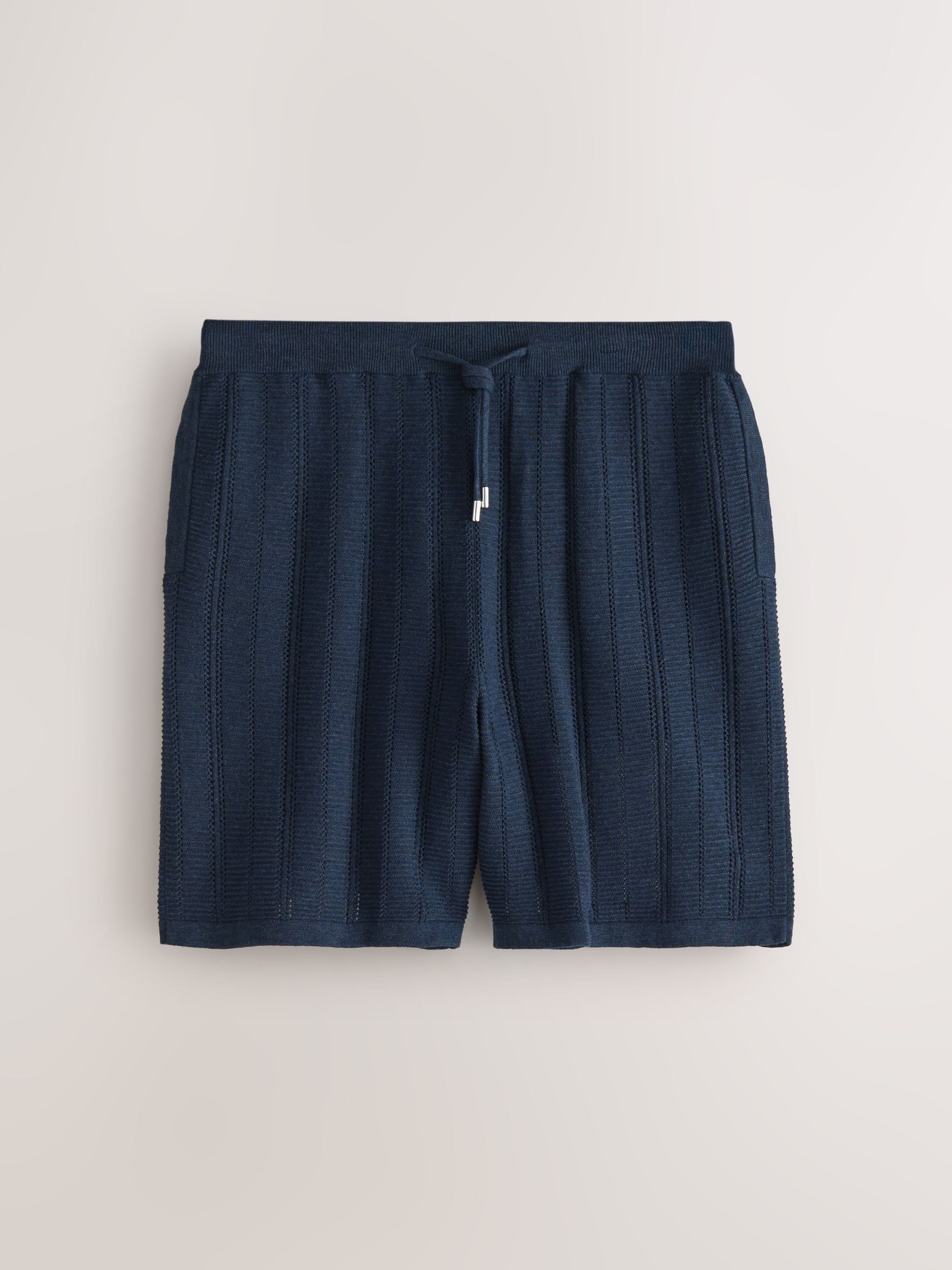 Buy Navy Blue Ribbed Texture 7 Inch Knitted Shorts from Next USA