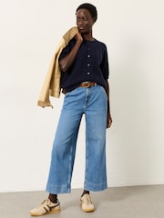 FatFace Georgina Navy Knitted Fluffy Cardigan - Image 3 of 6