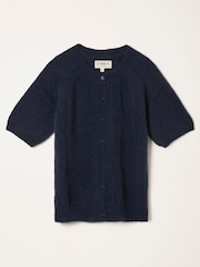 FatFace Georgina Navy Knitted Fluffy Cardigan - Image 6 of 6