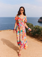 Friends Like These Pink Puff Sleeve Midi Dress - Image 2 of 3