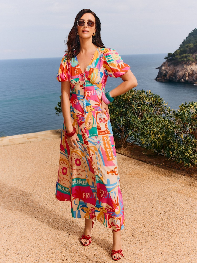 Friends Like These Pink Puff Sleeve Midi Dress - Image 3 of 3