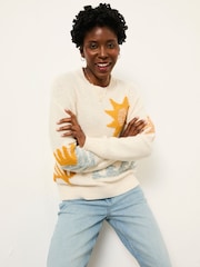FatFace Mila Natural Knitted Surf Pattern Jumper - Image 1 of 6