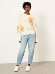 FatFace Mila Natural Knitted Surf Pattern Jumper - Image 3 of 6