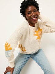 FatFace Mila Natural Knitted Surf Pattern Jumper - Image 4 of 6